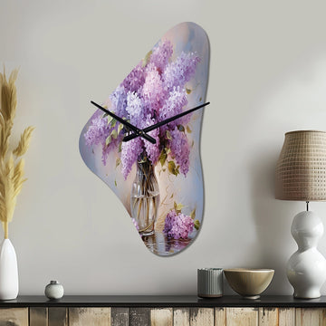 Lilacs Romantic Impression I - Asymmetric Metal Wall Clock